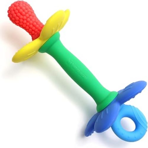 Silicone Teether Tube Stick for Babies – Textured Teething Toy with Grip Handle, Reaches Front Gums & Back Molars, BPA-Free, Easy to Hold