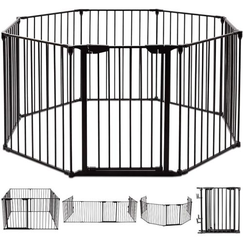 Inspirer Studio 5,6,8 Panel Heavy Duty Metal Gate Pet Fence Safe Fence Barrier (Black, 8 Panel)