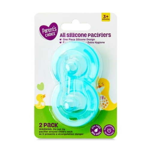 Parent's Choice All Silicone Pacifier, 3 Months+, Unisex, 2-Pack