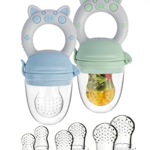 8-Piece Silicone Baby Fruit & Veggie Feeder Set | BPA-Free Pacifier with Handle | Perfect for Teething & Holiday Gifting