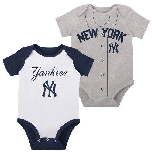 Newborn & Infant New York Yankees White/Heather Gray Little Slugger Two-Pack Bodysuit Set