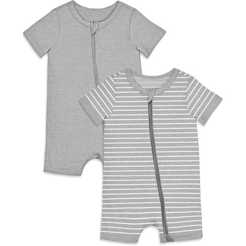 Jimonda Baby Rompers Cotton Baby Boys Baby Girls Short Sleeve Sleepers Pjs Two Way Zipper One-piece Neutral Sleep and Play