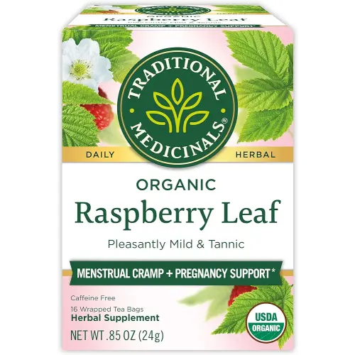Traditional Medicinals Organic Raspberry Leaf Herbal Tea, Eases Menstrual Cramps & Supports Healthy Pregnancy, (Pack of 1) - 16 Tea Bags