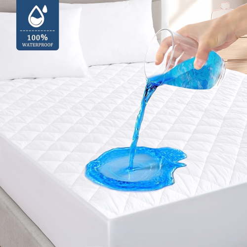 Full Size Waterproof Mattress Protector, Breathable Quilted Mattress Cover, Hypoallergenic & Noiseless Fitted Sheet Mattress Protector, Machine Washable, 8-21'' Deep Pocket