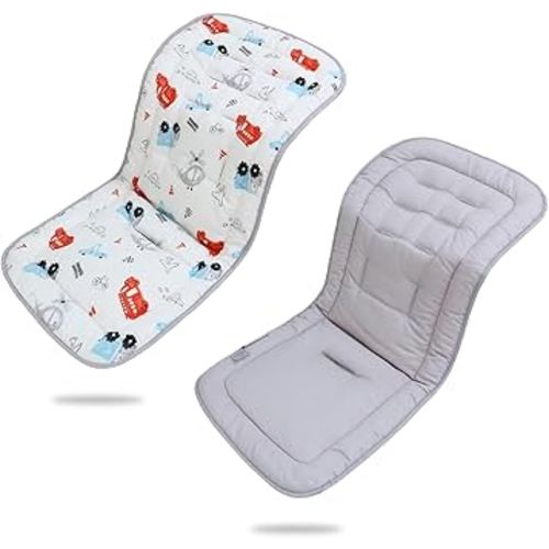 Baby Stroller Cushion,Infant Car Seat Insert-Reversible Universal Breathable and Soft Newborn Stroller Mat,100% Cotton Cover Toddler Seat Pad Liner-34x78cm,1 Pack(Car+Gray)