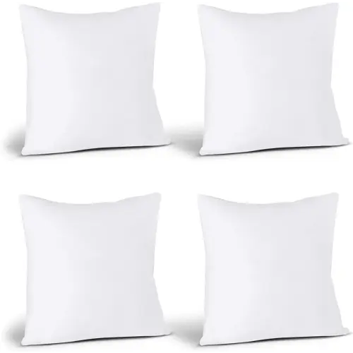 Utopia Bedding Throw Pillow Inserts (Set of 4, White), 18 x 18 Inches Pillow Inserts for Sofa, Bed and Couch Decorative Stuffer Pillows