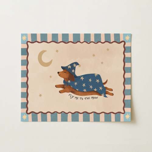 Wizard Dachshund Nursery Print, Circus Nursery Decor