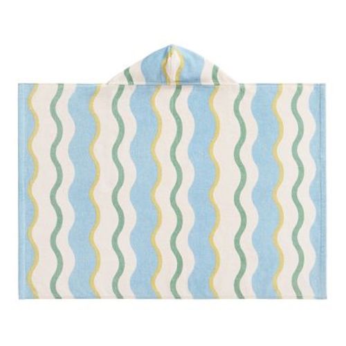 Wavy Stripe Baby Beach Hooded Towel , Blue
