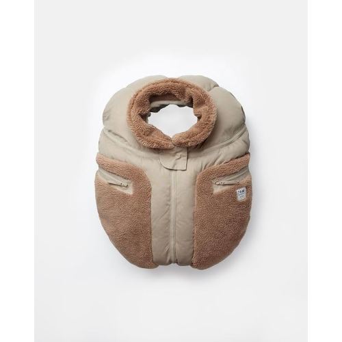 7AM Enfant Car Seat Covers - Cocoon Baby Cover for Boys & Girls, Rain & Snow Repellent, Breathable Windproof, Center Zipper, Universal Fit for Infant Car Seat (0-12M) (Oat, Applique Cacao)
