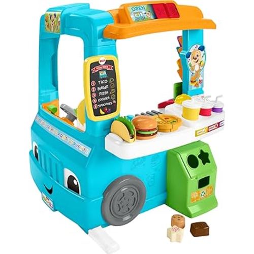 Fisher-Price Toddler Learning Toy Laugh & Learn Servin’ Up Fun Food Truck Electronic Playset with 24 Accessories for Kids Ages 18+ Months