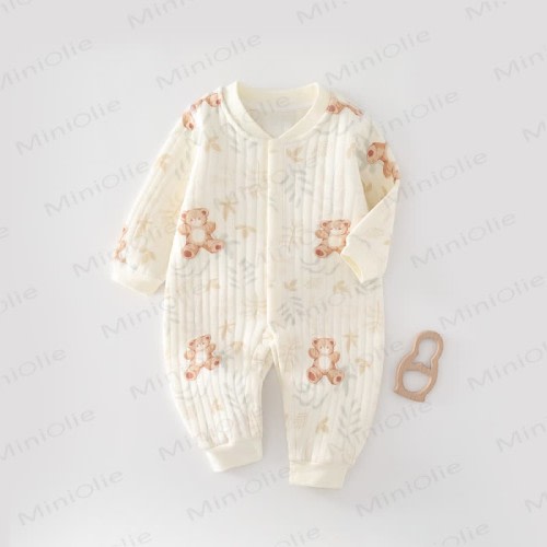 Baby Forest Bear Print Newborn Pajamas Romper