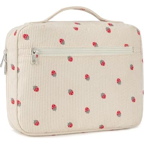 JIANYA Bible Cover Case for Women, Strawberry Bible Carrying Case Bible Carrier Bag for Girls with Handle and Zipper Pocket