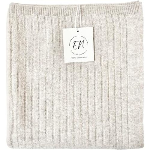 100% Fine Merino Wool Baby Blanket, Very Soft, Recieving Blanket, Swaddle, 100cm×60cm, Lightweight and Warm, Wool Baby Blanket, Oat.