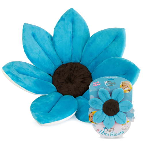 Blooming Bath 7 Petal Flower Baby Bath Seat for Sink - Blue + Scrubbie