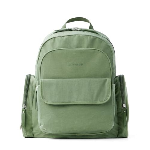 Skip Hop Diaper Bag Backpack with Portable Changing Pad, 9 Total Pockets, Easy-Access Wipes Pocket, Zippered Side Pocket, Luggage Sleeve & Stroller Straps, Fits a 15” Laptop, Luna, Sage