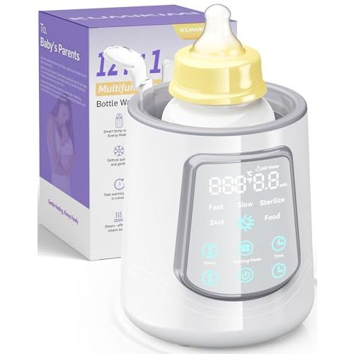 Fast Baby Bottle Warmer for Breastmilk, Smart 12 in 1 Breast Milk Warmer for Baby Essentials with Timer Temperature Control, Sterili-zing, Water Bath Technology, Baby Warmer for All Bottles Food Jars