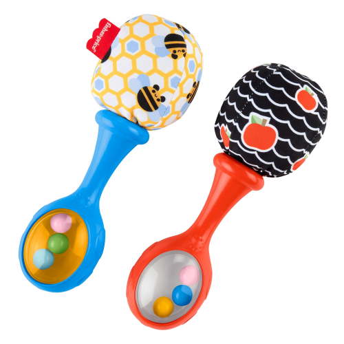Fisher-Price Rattle 'n Rock Maracas, Set of 2 Soft Baby Rattle Activity Toys for Newborns
