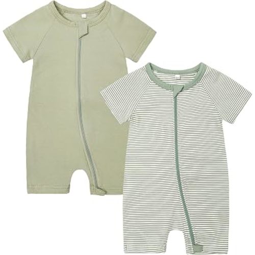 Baby Boy Girl Rompers Infant Short Sleeve Summer Zipper Footless Clothes