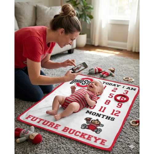 Future Tailgater Ohio State Buckeyes Collegiate Licensed Baby Milestone Blanket Photo Prop