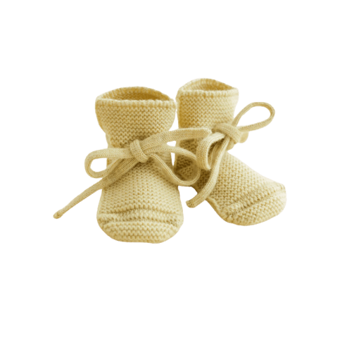 Hvid shoes Light Yellow – Merino wool baby shoes | The Wevershoek – Atelier de Wevershoek