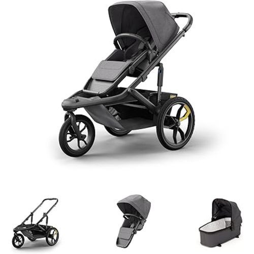 Veer Switch&Jog Infant Essentials Bundle | 3 Wheel All-Terrain Jogger Stroller with Switchback Seat and Bassinet | Fits All Major Infant Car Seats (Adapters Sold Separate) | Fully Collapsible