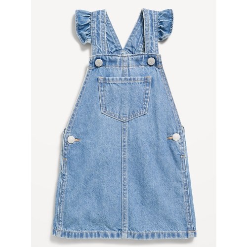 Ruffle-Trim Jean Skirtall Dress for Toddler Girls
