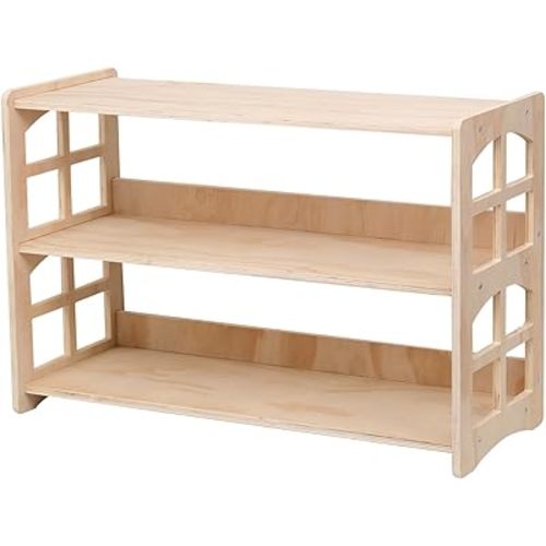 Montessori Bookshelf Toy Shelf Kids Storage Organizer for Toys Book Shelves for Kids Room Sturdy and Safe Toddler Wood Classroom Furniture Bookcases (3Tier)
