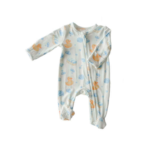 Zipper Footie in Bubble Duckies Blue | Caden Lane