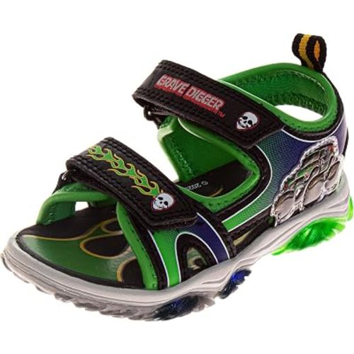 Monster Jam Boy Sports Sandal Grave Digger LED Light Up Sandals for Boys