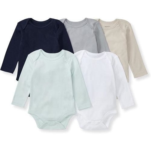 Burt's Bees Baby Unisex Bodysuits, Short Sleeve Organic Sleepwear, 5-Pack
