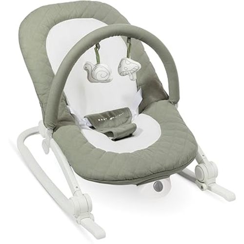 Baby Delight Aura | Deluxe Portable Rocker & Seat for Infants | Soothing Vibration & Sounds | Baby Rocker | Quilted Organic Sage