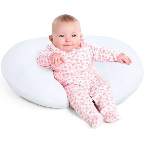 Nursing Pillow, White Breastfeeding Pillows, Made of Soft Cotton Cover and Breathable Filling, Infant Feeding Support Pillow for 0-12 Months, Multi-Functional & Portable Support Cushion for Travel