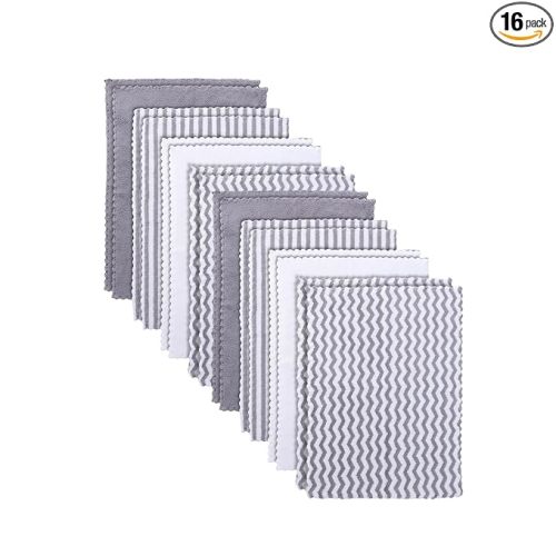 16 Pack Super Soft Baby Burp Cloths, Baby Washcloths, Ultra Absorbent Large Newborn Burping Cloth for Boy and Girl, Milk Spit Up Rags, Unisex for Baby Sensitive Skin, Grey and White, 16 x 12 Inch
