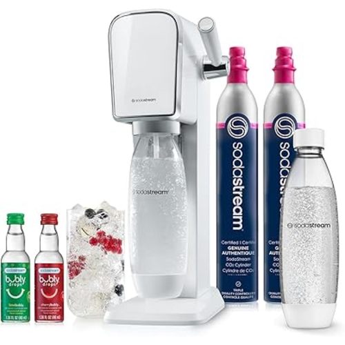 SodaStream - ART Sparkling Water Maker | VALUE BUNDLE | CQC CO2 system | Includes 2x CO2 Cylinders, 2x 32 Fl Oz Dishwasher Safe Bottles, 2x Bubly Flavor Drops | Combine with Pepsi Flavors | White