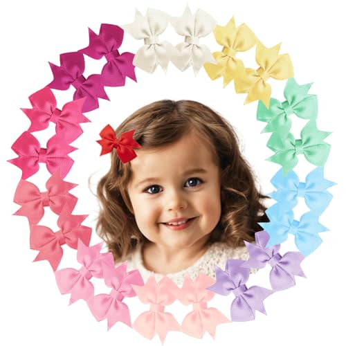 Hoewina Baby Hair Clips, 20PCS 2" Fully Lined Hair Bows for Girls | Toddler Hair Accessories, Alligator Hair Clips for Girls Toddlers Baby Kids Teens (10 Colors in Pairs)