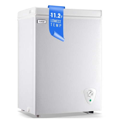 WANAI 3.5 Cubic Feet Chest Freezer White deep Freezer with Adjustable Temp Knob Ideal for Any Room