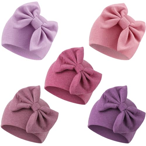 Newborn Baby Girl Hats with Bow Cotton Toddler Infant Beanie Cap Newborn Hospital Hats for Baby Girl Kid 0-24 Months