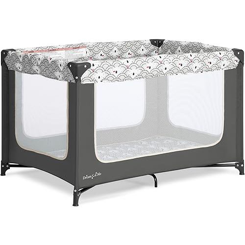 Dream On Me Zodiak Baby Playard, Breathable Mesh Sides, Soft Comfortable Mattress, Quick & Easy to Fold with Travel Carry Bag, Compact Space Saving Design - Gray