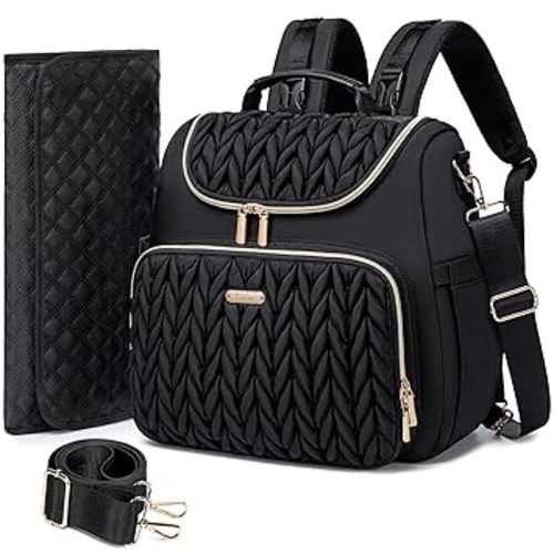 4 in 1 Convertible Diaper Bag Backpack,Waterproof Baby Diaper Bag with Changing Pad,Converts into Baby Tote Bag,Diaper Backpack,Stroller Bag and Crossbody Diaper Bag