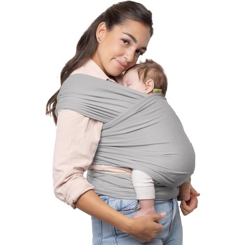 Boba Baby Wrap Carrier – Original Baby Sling Carrier for Newborns (7–35 lbs), Soft, Secure, Hands-Free & Ergonomic, Ideal for Comfortable Bonding, New Parents (Serenity Light Grey)