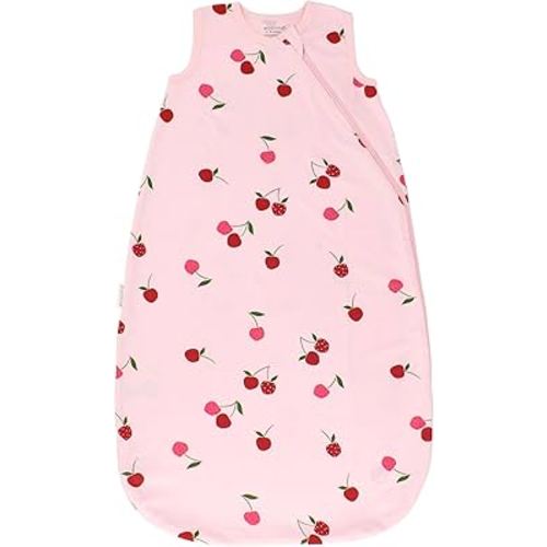 Ecolino Organic Cotton Baby Sleep Sack - 2-Way Zipper Baby Wearable Blanket - Newborn Sleeping Bag Sack - 0-6 Months - Cherry