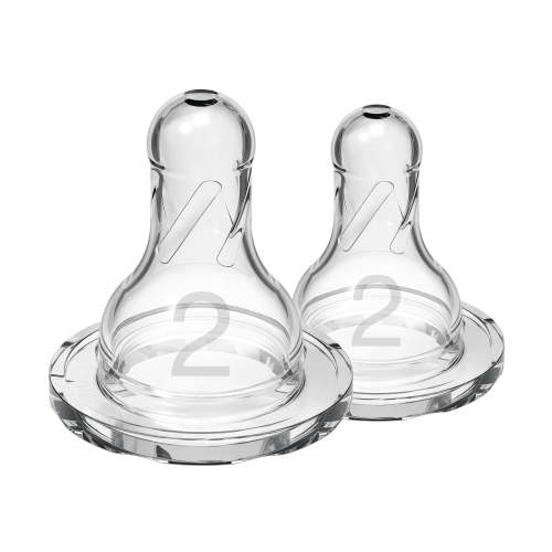 Dr. Brown's Natural Flow Level 2 Narrow Baby Bottle Silicone Nipple, Medium Flow, 3m+, 100% Silicone Bottle Nipple, 2 Pack