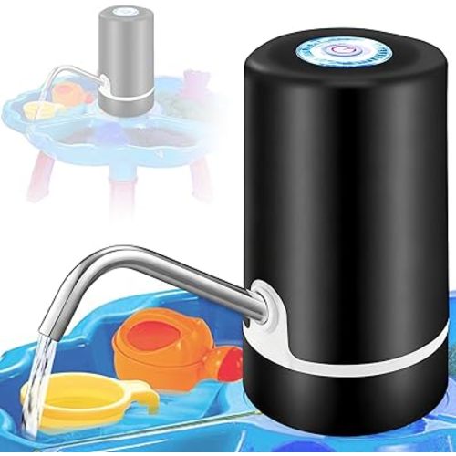 Kids Toy Water Table Pump, Rechargeable Battery Operated Water Pump for Toddler Water Table, One-Button Simple Outdoor Summer Water Play Accessory for Sand and Water Table（Black）