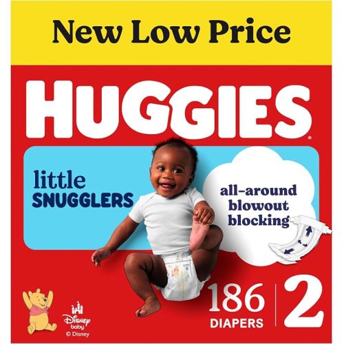 Huggies Little Snugglers Diapers Size 2, 186 Count (3 Packs of 62)
