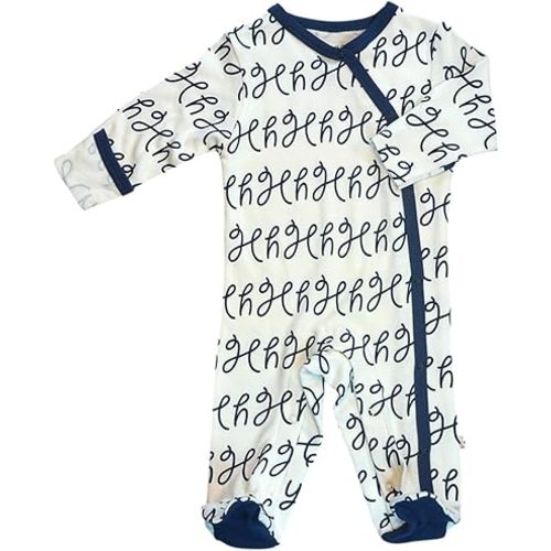 Babysoy Organic Newborn Baby Alphabet Footie Onepiece with Feet (03-06 Months, H)