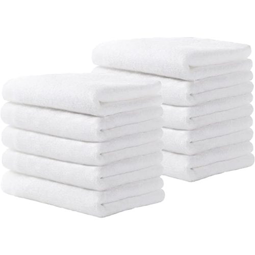 Yoofoss Luxury Washcloths Towel Set 10 Pack Baby Wash Cloth for Bathroom-Hotel-Spa-Kitchen Multi-Purpose Fingertip Towels & Face Cloths - White