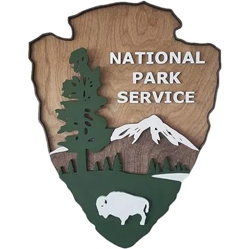 National Park Service Sign Arrow Head Antique Park Sign Wood Carved Sign Courtyard Garden Home Wall Mounted Decor for Indoor and Outdoor