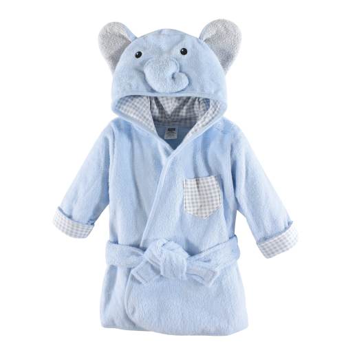 Hudson Baby Infant Boy Cotton Animal Face Bathrobe, Blue Elephant, 0-9 Months - Blue Elephant - One Size