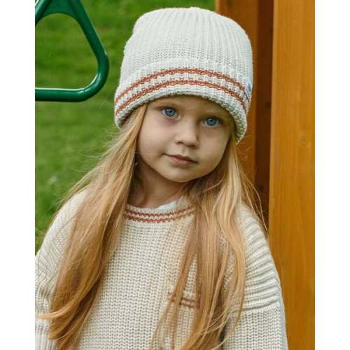 Chunky Tennis Beanie, Ecru Terracotta - 7AM Enfant | Maisonette