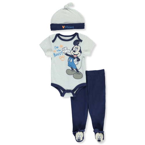 Disney Mickey Mouse Bodysuit, Pants, and Hat Layette Set (Baby Boys)